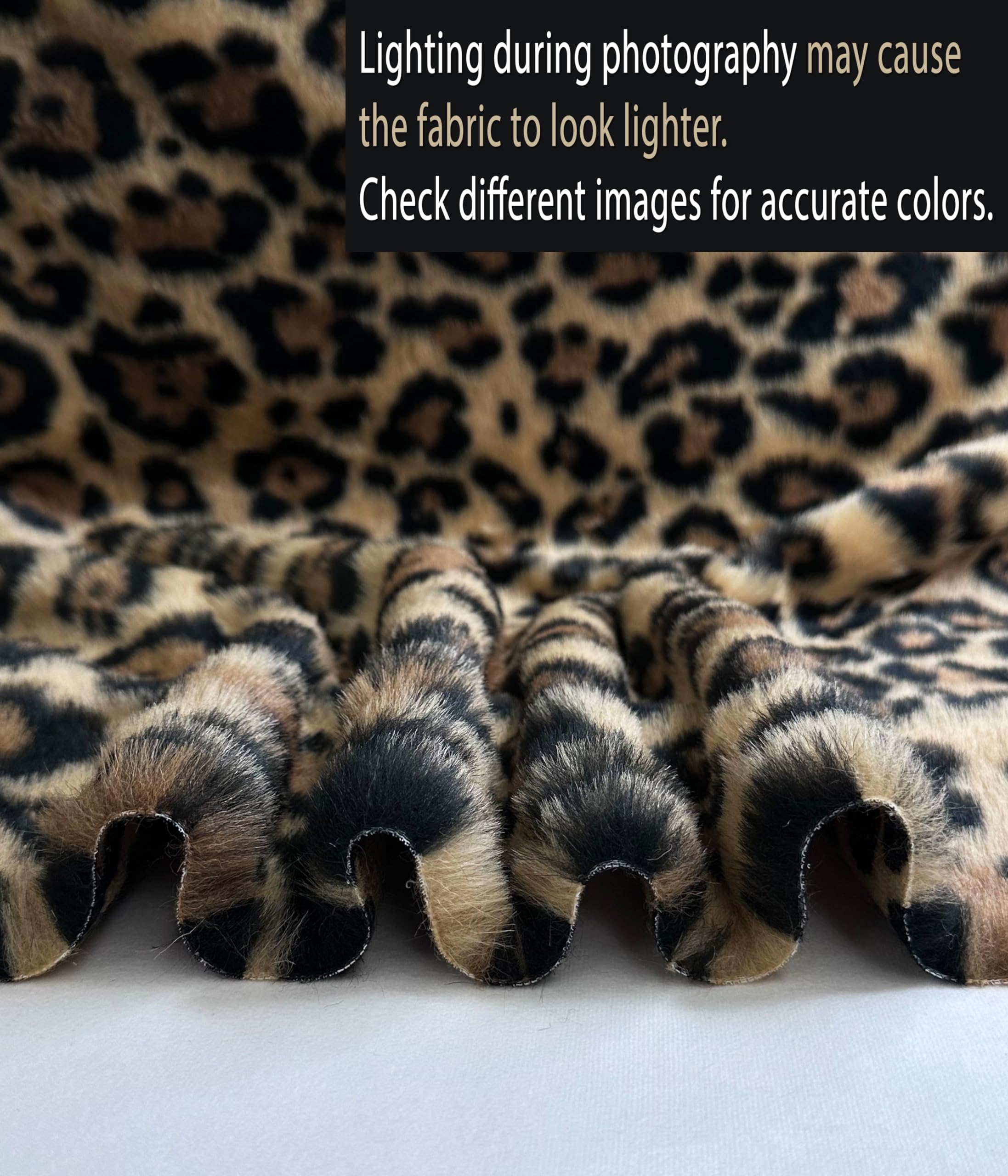 Faux Fur Animal Long Pile 58" Wide Fabric Full, Plush, Warm Soft Coat, Fashion Fursuit Costume - Sold by Continuous Yard (Leopard Fur)