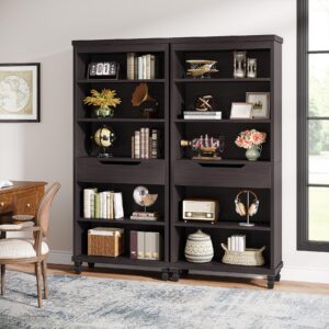 Tribesigns Bookcase with Drawer, 73-Inch Tall Bookshelf with Storage Shelves, 6-Tier Book Shelf Open Display Shelving Unit for Living Room, Bedroom, Library, Home Office, Dark Brown