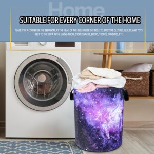 NUTAINLA Pink Purple Galaxy Laundry Basket Universe Starry Sky Foldable Oxford Cloth Funny Tote Bag Laundry Hamper Clothes Storage Bucket Toy Organizer For Bathroom/Laundry /Bedroom 18.9x16.5 In