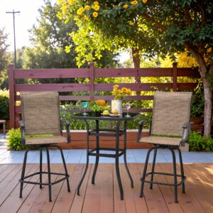 Homall Bar Stools Set of 2 Textile Outdoor Bar Chairs Bar Height 360 Rotating Patio Chairs for Bistro, Lawn, Garden, Backyard