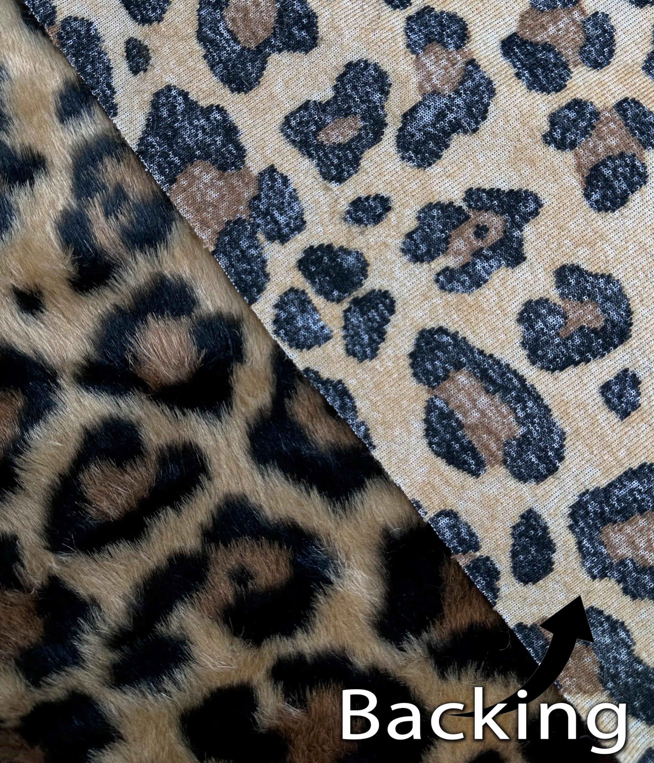 Faux Fur Animal Long Pile 58" Wide Fabric Full, Plush, Warm Soft Coat, Fashion Fursuit Costume - Sold by Continuous Yard (Leopard Fur)