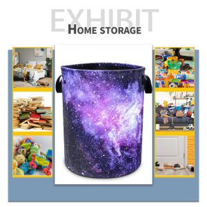 NUTAINLA Pink Purple Galaxy Laundry Basket Universe Starry Sky Foldable Oxford Cloth Funny Tote Bag Laundry Hamper Clothes Storage Bucket Toy Organizer For Bathroom/Laundry /Bedroom 18.9x16.5 In