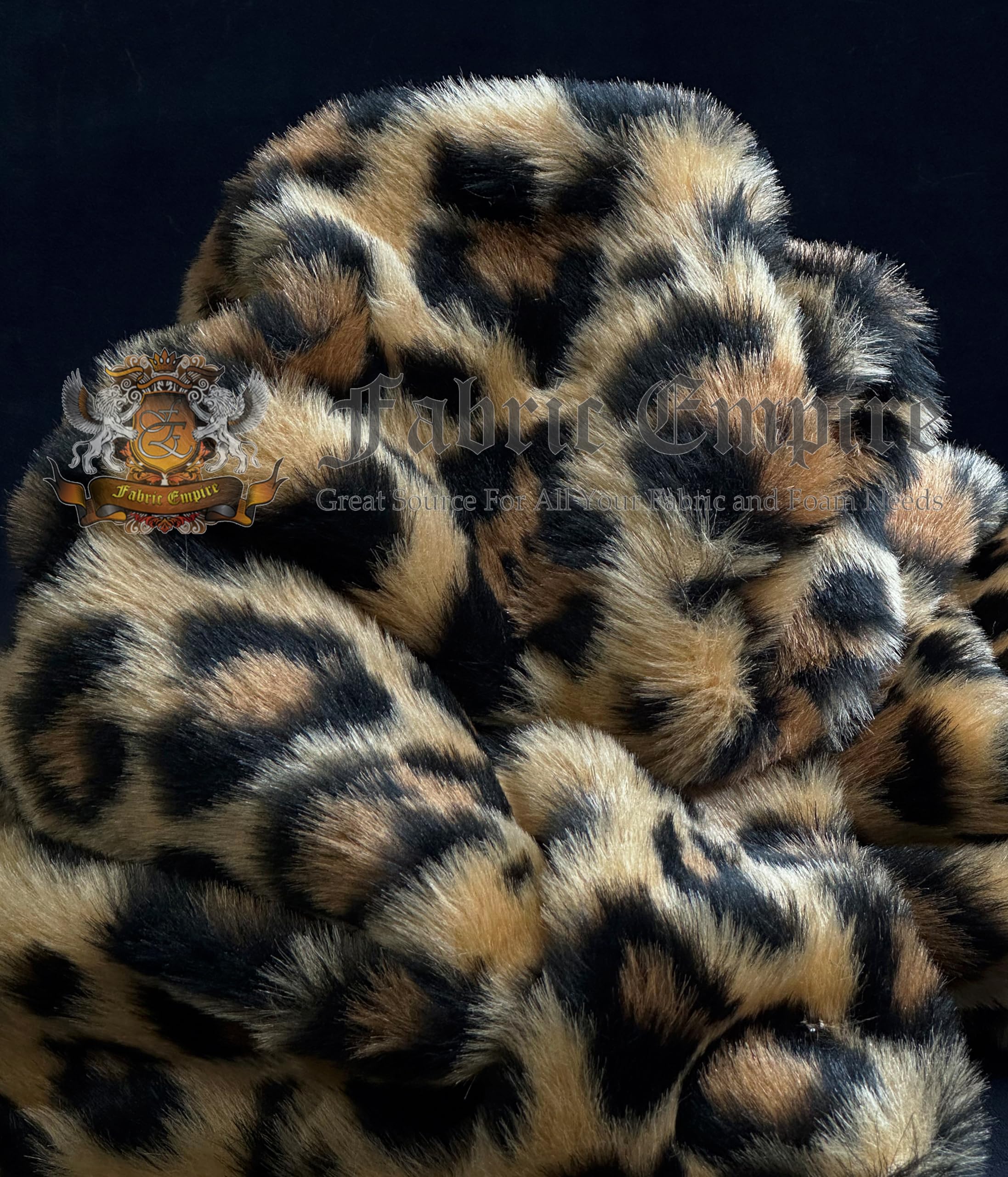 Faux Fur Animal Long Pile 58" Wide Fabric Full, Plush, Warm Soft Coat, Fashion Fursuit Costume - Sold by Continuous Yard (Leopard Fur)