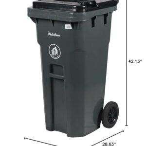 PLASTIC PRINCE 65 Gallon Rollout Trash Can with Lid, Commercial Heavy-Duty Container with Wheels, Gray