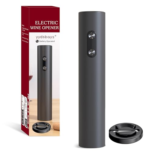 Electric Wine Bottle Opener Automatic Corkscrew for Wine Lovers Gift (Black, Opener with Foil Cutter, Battery Operated)