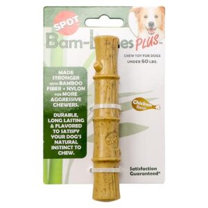 moofin Bam Bones for Dogs Bamboo Dog Toy, Chicken Flavored Dog Chew Toys Bundle SS Pet Training Whistle - Chew Stick for Aggressive Chewers for Dogs Under 60 lbs ~ [Pack of 6]