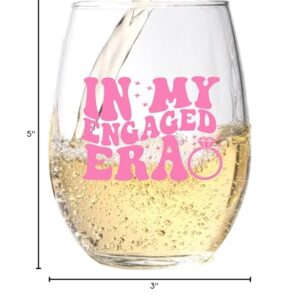 Glassicle In My Engaged Era Wine Glass - 15 Oz, Scratch-Resistant Engagement Wine Glass - Bachelorette or Engagement Gifts for Her - Unique Bridal Shower Gift for Wine Lovers - Printed in the USA