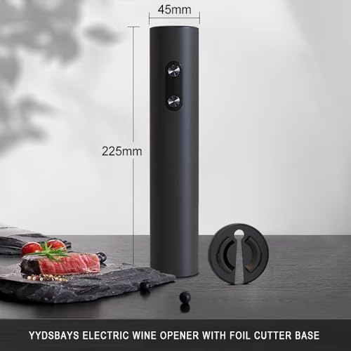 Electric Wine Bottle Opener Automatic Corkscrew for Wine Lovers Gift (Black, Opener with Foil Cutter, Battery Operated)