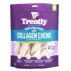 treatly usa collagen twist 6-7" dog chew treats - natural flavor, 6 count/1 pack