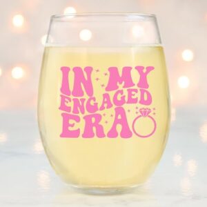 Glassicle In My Engaged Era Wine Glass - 15 Oz, Scratch-Resistant Engagement Wine Glass - Bachelorette or Engagement Gifts for Her - Unique Bridal Shower Gift for Wine Lovers - Printed in the USA