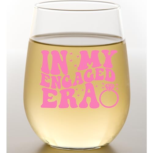 Glassicle In My Engaged Era Wine Glass - 15 Oz, Scratch-Resistant Engagement Wine Glass - Bachelorette or Engagement Gifts for Her - Unique Bridal Shower Gift for Wine Lovers - Printed in the USA