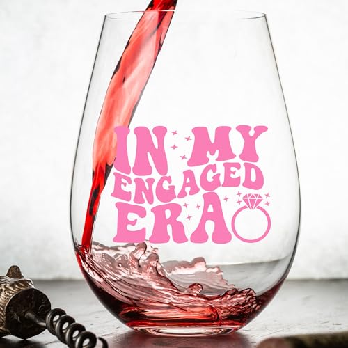 Glassicle In My Engaged Era Wine Glass - 15 Oz, Scratch-Resistant Engagement Wine Glass - Bachelorette or Engagement Gifts for Her - Unique Bridal Shower Gift for Wine Lovers - Printed in the USA