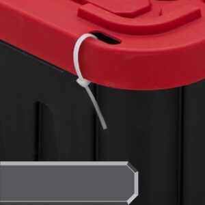 AYOYZ 27 Gallon Plastic Storage Bin Tote Organizing Container With Durable Lid and Secure Latching Buckles, Stackable and Nestable Lid Plastic Storage Bin, 1 Pack, Black Base/Red Lid