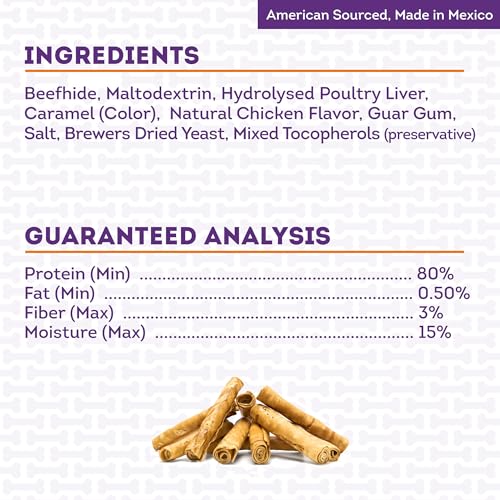 Treatly American Sourced Beefhide Rolls 8-9" Dog Chew Treats - Chicken Flavor, 10 Count/1 Pack