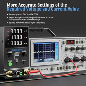 Jesverty DC Power Supply Variable, 0-30V 0-10A Adjustable Switching DC Regulated Bench Power Supply with 20W USB & Type-C Quick-Charge, Encoder Knob, Output Switch, 4-Digit LED Display - SPS-3010M