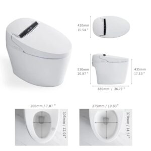 Homary Modern Smart Toilet Bidet, One-Piece 1.27 GPF Toilet Intelligent Elongated Toilet Auto Flush, Foot Sensor Operation, Heated Seat, Warm Water and Dry, Air Dryer, Digital Display