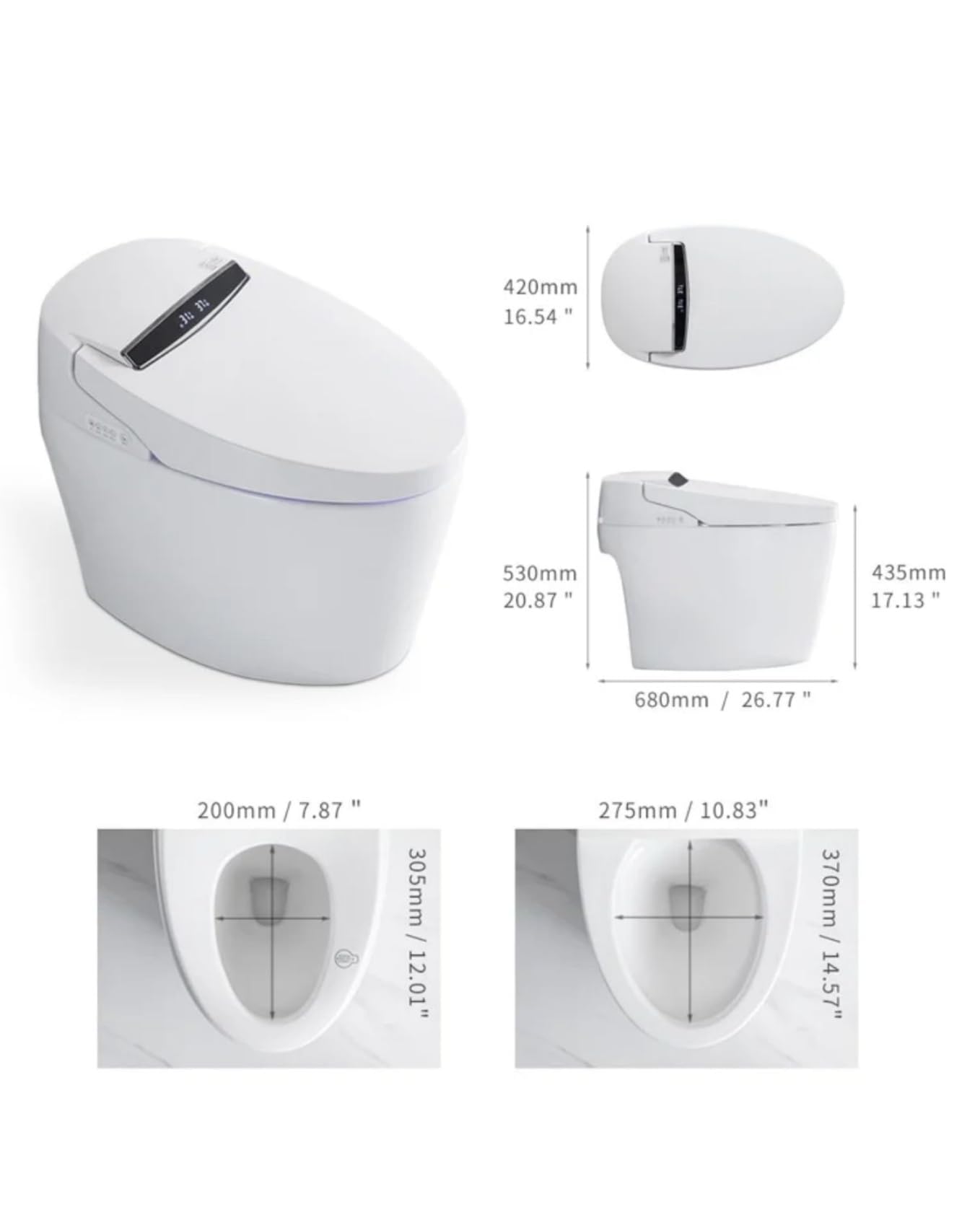 Homary Modern Smart Toilet Bidet, One-Piece 1.27 GPF Toilet Intelligent Elongated Toilet Auto Flush, Foot Sensor Operation, Heated Seat, Warm Water and Dry, Air Dryer, Digital Display