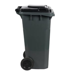 PLASTIC PRINCE 65 Gallon Rollout Trash Can with Lid, Commercial Heavy-Duty Container with Wheels, Gray