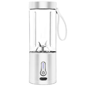 meichoon portable blender cup usb charging juice mug 530ml/18.7oz 6 blades with carrying strap for juice vegetable smoothie milkshake lb38 white