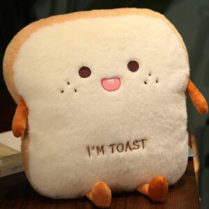 oukeyi 15.7/40cm toast bread plush pillow, bread stuffed pillow,food pillow with pocket plush pillow warm hand pillow(cute), brown