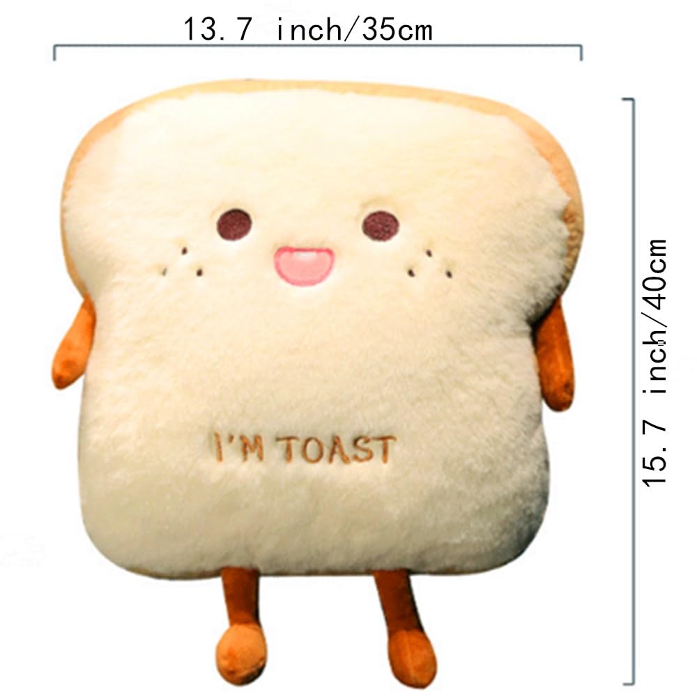 OUKEYI 15.7/40cm Toast Bread Plush Pillow, Bread Stuffed Pillow,Food Pillow with Pocket Plush Pillow Warm Hand Pillow(Cute), Brown