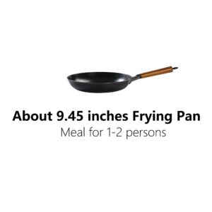 ZhaoYoung Cast iron frying pan,Non stick frying pans,Cast iron skillet Size :9.45(in),removable wooden handle,smooth surface,black.