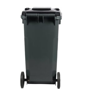 PLASTIC PRINCE 65 Gallon Rollout Trash Can with Lid, Commercial Heavy-Duty Container with Wheels, Gray