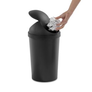 AYOYZ 3 Gallon Round Wastebasket with Lid, Small Plastic Trash Can for The Bathroom, Bedroom, Dorm or Home Office, Black