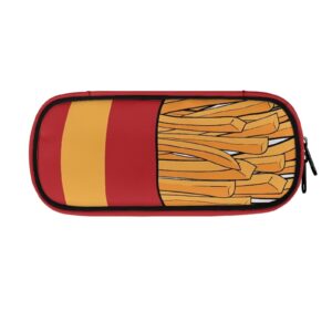 Suobstales French Fries Print Pencil Case for Kids Girds, Pen Case Stationery Box for School Office College Desk Supplies Organization