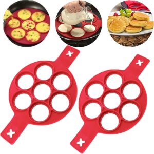 flip n cook silicone pancake mold, flip'n'cook pancake, flip and cook pancake maker, flip cooker pancakes mold, flip'n'cook pancake silicone mold, flip'n'cook mold reusable ( color : 2pcred )