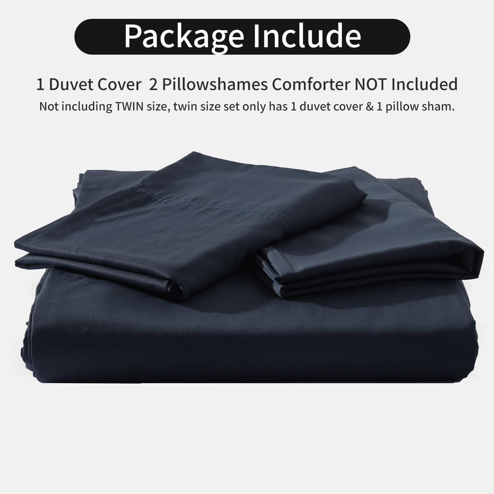 LINENLINE Duvet Cover Queen Size, Rayon Derived from Bamboo, Cooling & Soft Queen Duvet Cover Set, 1 Zipper Closure Duvet Cover 90"x90" & 2 Pillow Shams, Comforter Not Included, Black