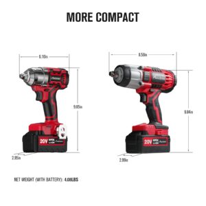 AVID POWER 1/2 Impact Wrench Brushless, 20V Cordless Impact Gun w/ 3 Variable Speeds, Max Torque 370ft-lbs (500N.m), 3.0Ah Li-ion Battery, 4Pcs Impact Sockets, Fast Charger