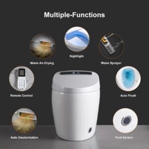 Homary Modern Smart Toilet Bidet, One-Piece 1.27 GPF Toilet Intelligent Elongated Toilet Auto Flush, Foot Sensor Operation, Heated Seat, Warm Water and Dry, Air Dryer, Digital Display