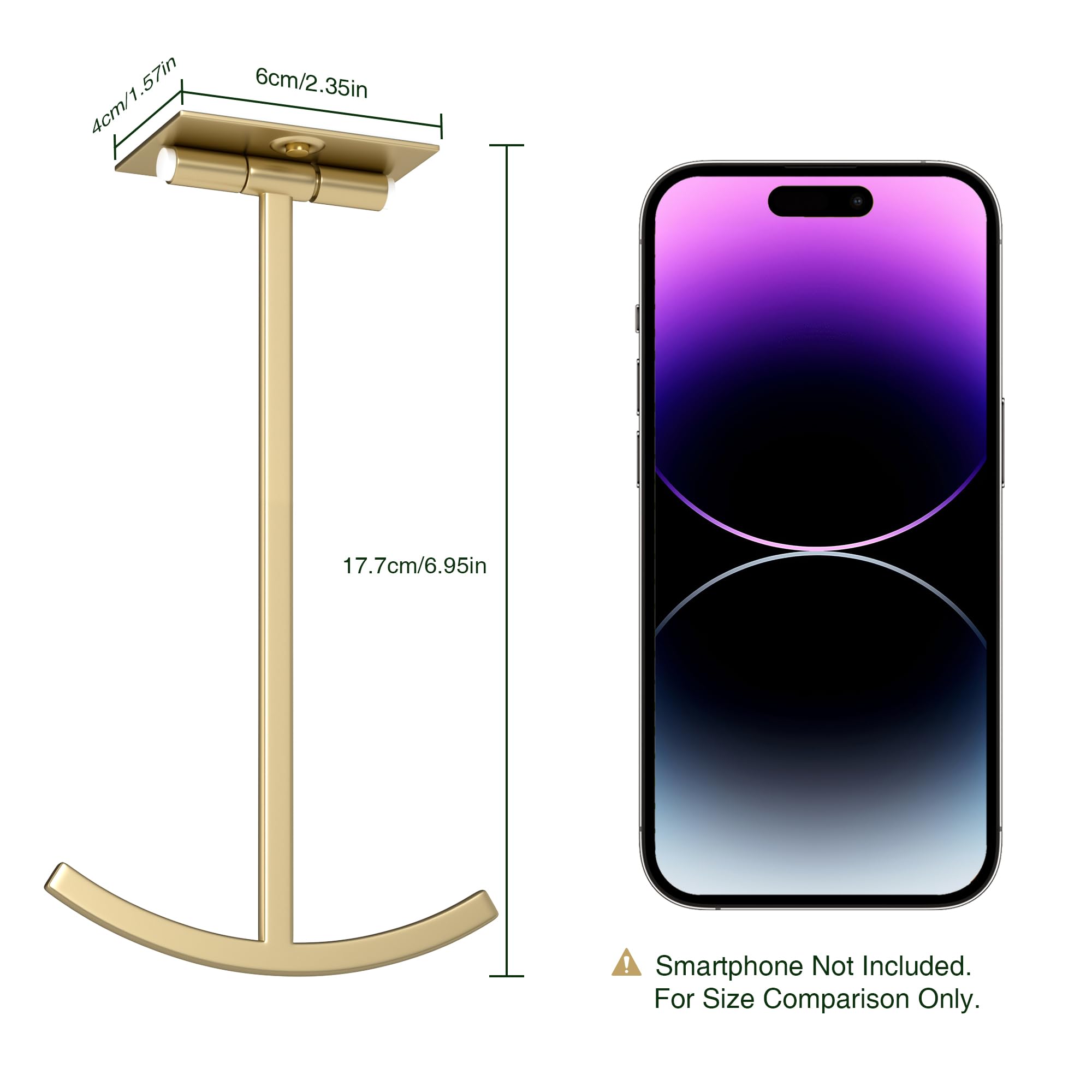 Josmimic Adhesive Banana Hook Under Cabinet: Banana Holder - Banana Hanger - Under Counter Banana Hanger - Folding Banana Hook, Folds Up When Not in Use, Keep Bananas Fresh - Gold - 2 Pack