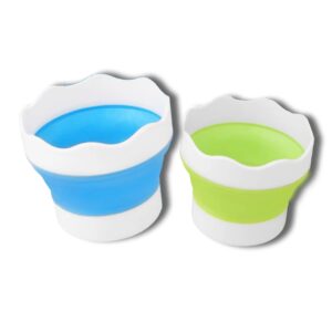 2 pcs collapsible paint brush washer, portable silicone washing bucket brush holder cleaner painting water cupfor watercolor acrylic oil painting