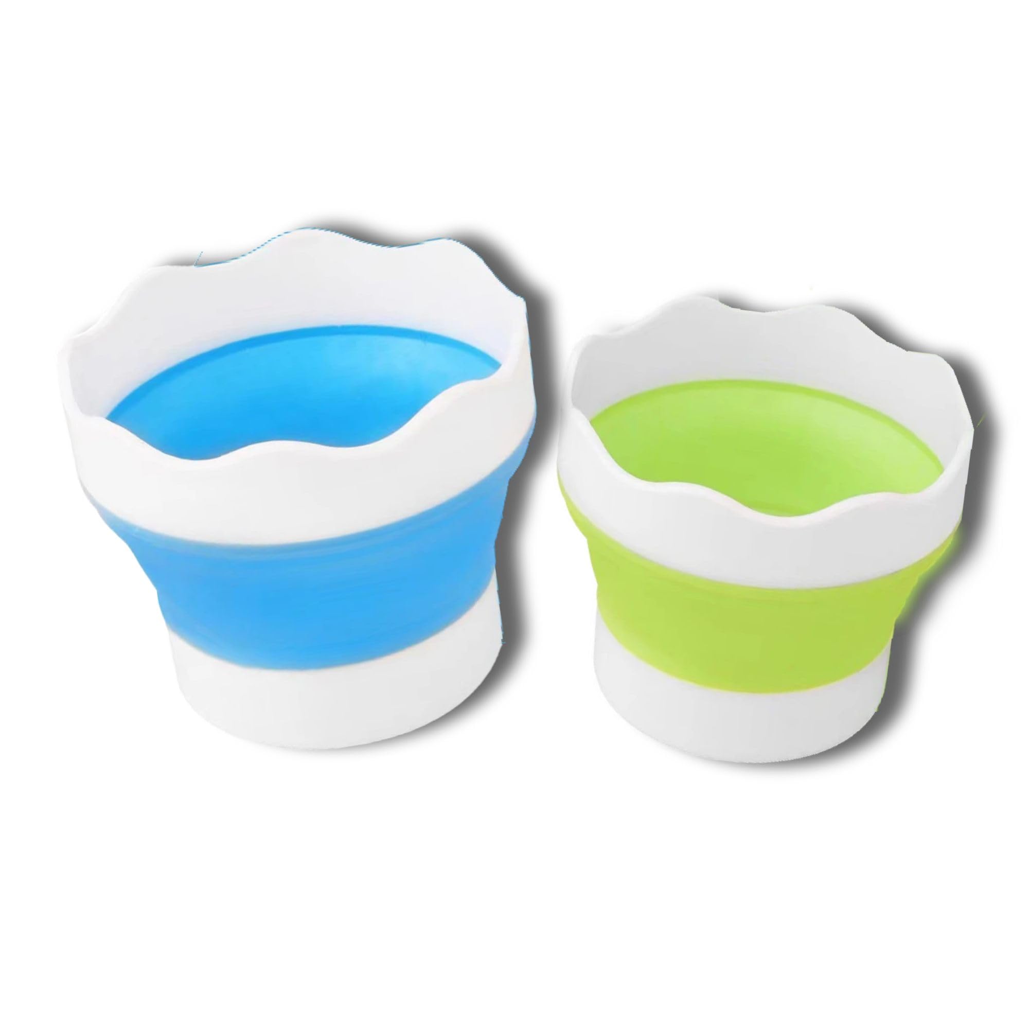 2 Pcs Collapsible Paint Brush Washer, Portable Silicone Washing Bucket Brush Holder Cleaner Painting Water Cupfor Watercolor Acrylic Oil Painting