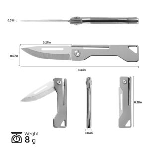 Zastan Mini Titanium Alloy Keychain Knife, 1.9 Inch Folding Pocket Knife for Packages and Ropes, EDC Box Cutter