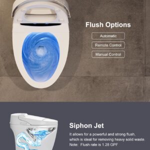 Homary Modern Smart Toilet Bidet, One-Piece 1.27 GPF Toilet Intelligent Elongated Toilet Auto Flush, Foot Sensor Operation, Heated Seat, Warm Water and Dry, Air Dryer, Digital Display