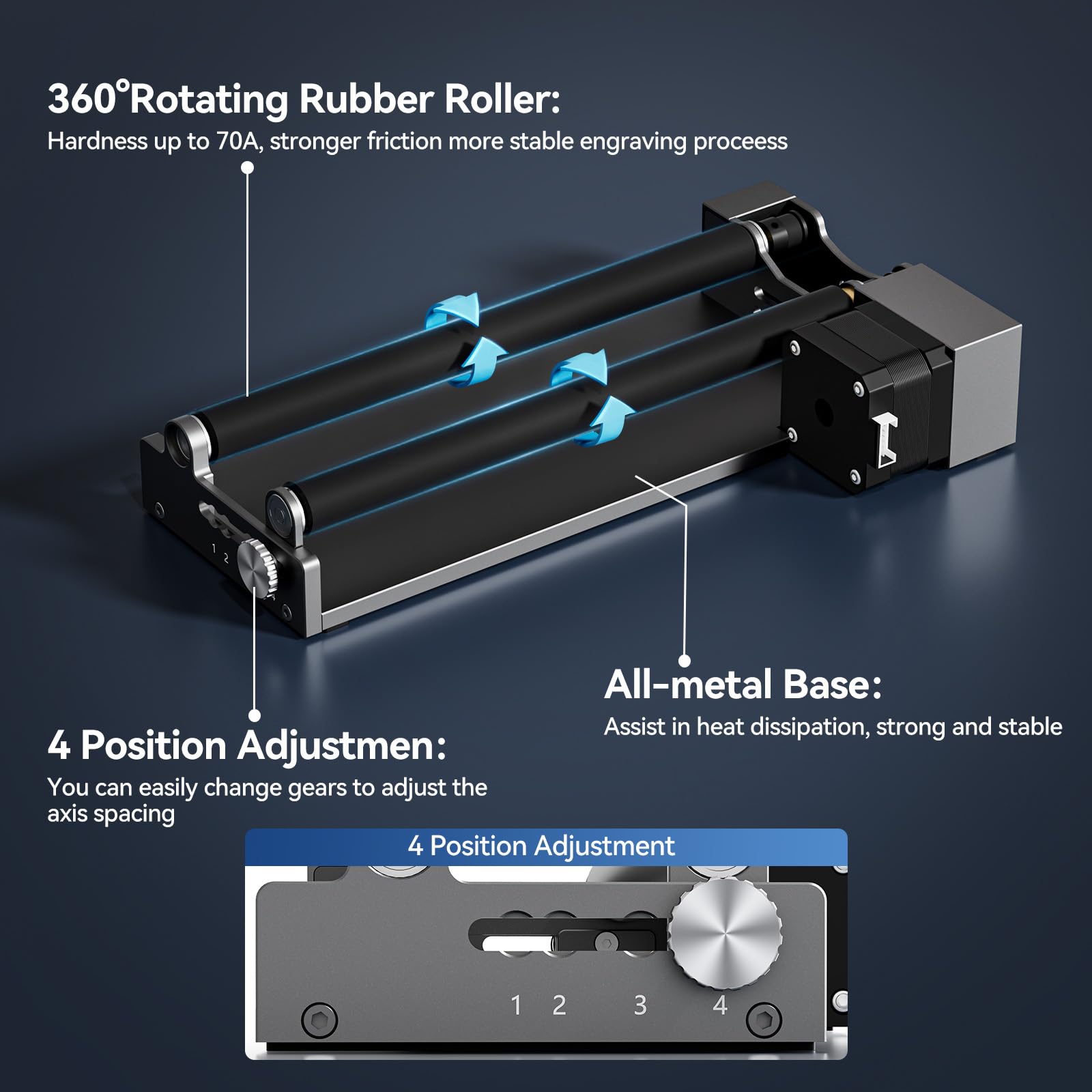 Woxcker ARot5 Rotary Roller, Y-axis Rotary Roller 360° Rotation Perfect for Engraving Cylindrical Objects, Cups, Bottles, Pens, Adjustable 6-100mm, Compatible with Most Cutter and Engraver Machine