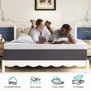 Twolike Full Mattress 10 inch No Fiberglass Gel Memory Foam Full Size Mattress in a Box of Foams and Fabric for Cooling Pressure Relief Sleep, 75" X 54" X 10", Medium, Firm