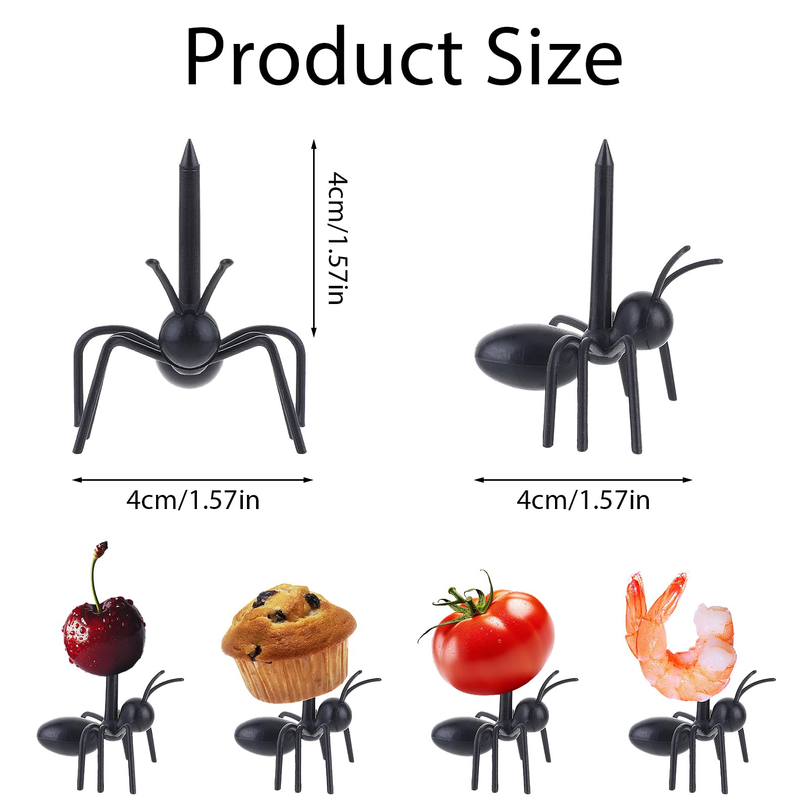 Molain Ant Toothpicks Fruit Dessert Fork, Cute Reusable Ant Food Picks Themed Birthday Party Decorations Supplies Bistro Cocktail Forks for Snack Cake Dessert (24)