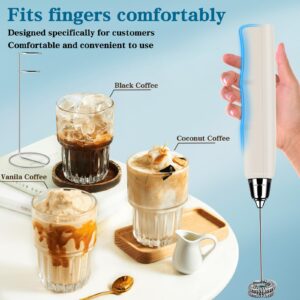 BSRGMS Milk Frother Handheld with Stand, Electric Whisk 3 Speed Adjustable, Drink Mixer with Stainless 3 Whisk, Rechargeable Hand Frother Wand, Foam Maker for Latte Cappuccino Hot Chocolate Egg Beige