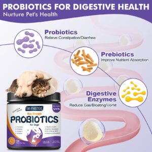 Probiotics for Dogs, Freeze-Dried Dog Probiotics and Digestive Enzymes, Plus Omega-3 for Itchy Skin, 3-in-1 Prebiotics for Digestive Health, Dog Vitamins and Supplements for Immune Health, 120 Bites