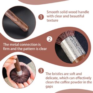 Coffee Brush Espresso Brush Wood Handle,Genuine Walnut Wood Handle Coffee Brush Espresso Cleaning Brush Coffee Maker Cleaner Brush Suitable for Home Office Coffee Tool Cleaning