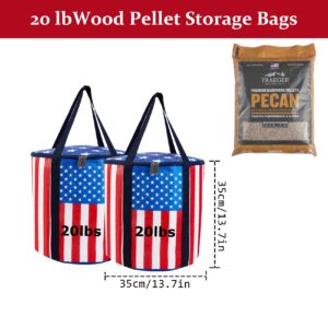 Profully 2Pack USA Style Fuel Chips Storage Bag, American Wood Pellet Storage Bag, Smoker Charcoal Chipping Container, 20LBs