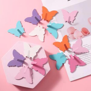 JtmyAota 6 Pack Butterfly Shaped Decorative Wall Hooks, Stainless Steel Strong Adhesive Wall Hook for Home Kitchen Bathroom Office (Pink Set)