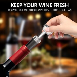 BGFOX 4 in 1 Electric Wine Bottle Opener Gift Set - Rechargeable Automatic Wine Bottle Corkscrew Opener with Wine Dispenser Aerator, Vacuum Stopper and Foil Cutter, Stainless Steel