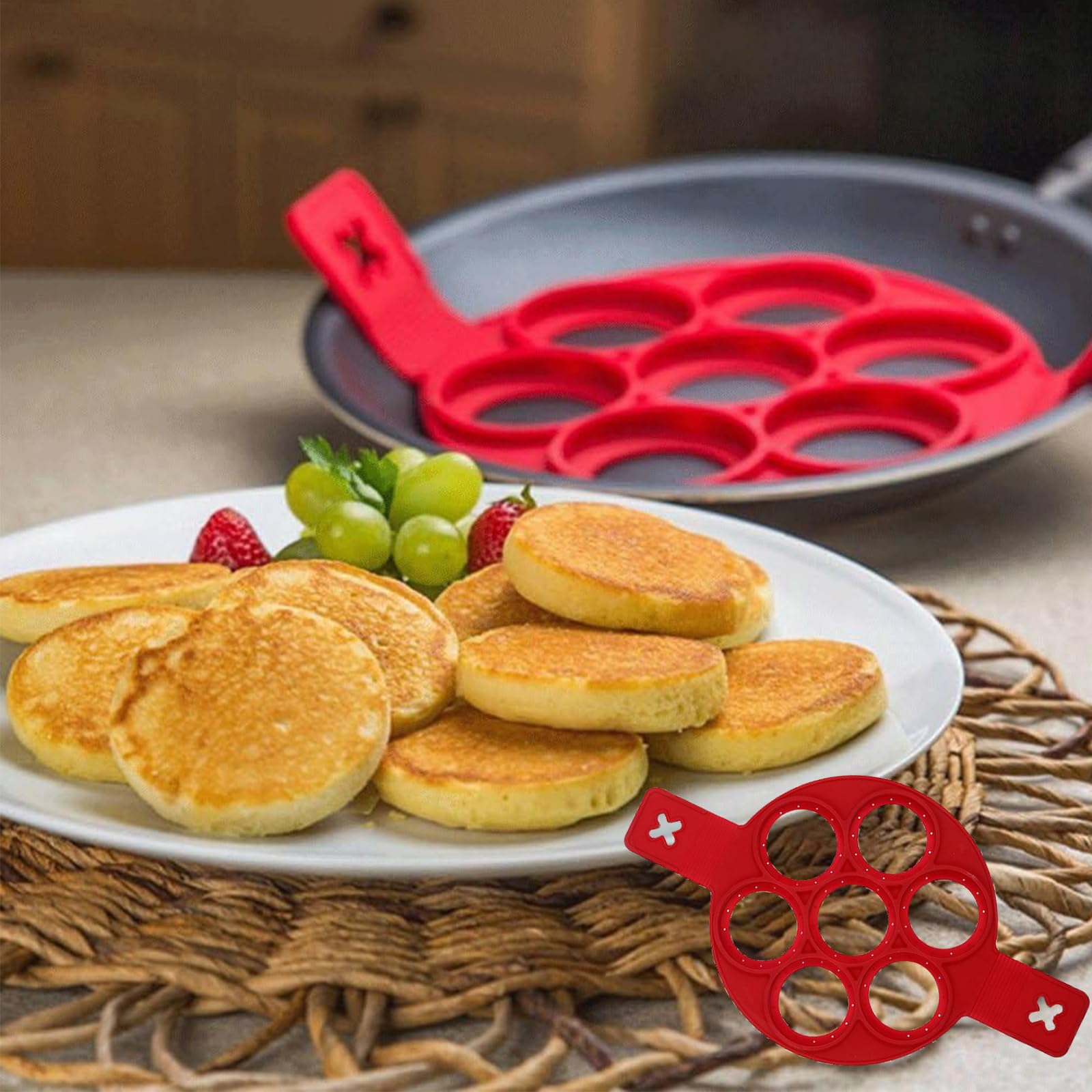 Flip'N'Cook Pancake, Flip N Cook Silicone Pancake Mold, Flip and Cook Pancake Maker, Reusable Fried Egg Molds, Flip'n'cook Silicone Pancake Mold (B)