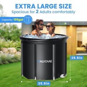 ONLYCARE Ice Bath Tub for Athletes - Upgrade XXL 135 Gal Cold Plunge Tub with Cover - Multiple Layered Cold Water Portable Ice Pod for Therapy Recovery at Home Outdoor Gym