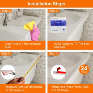 [Nayotaa] Shower Threshold Water-Dam Silicone Strip - Waterproof, Leak-Proof, Easy Installation with Adhesive Backing for Frameless Shower Doors, Bathtubs, Sinks & Countertops